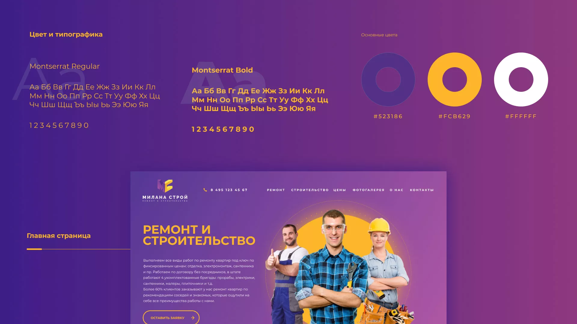 Разработка сайта строительной компании «Милана-Строй» в Строителе