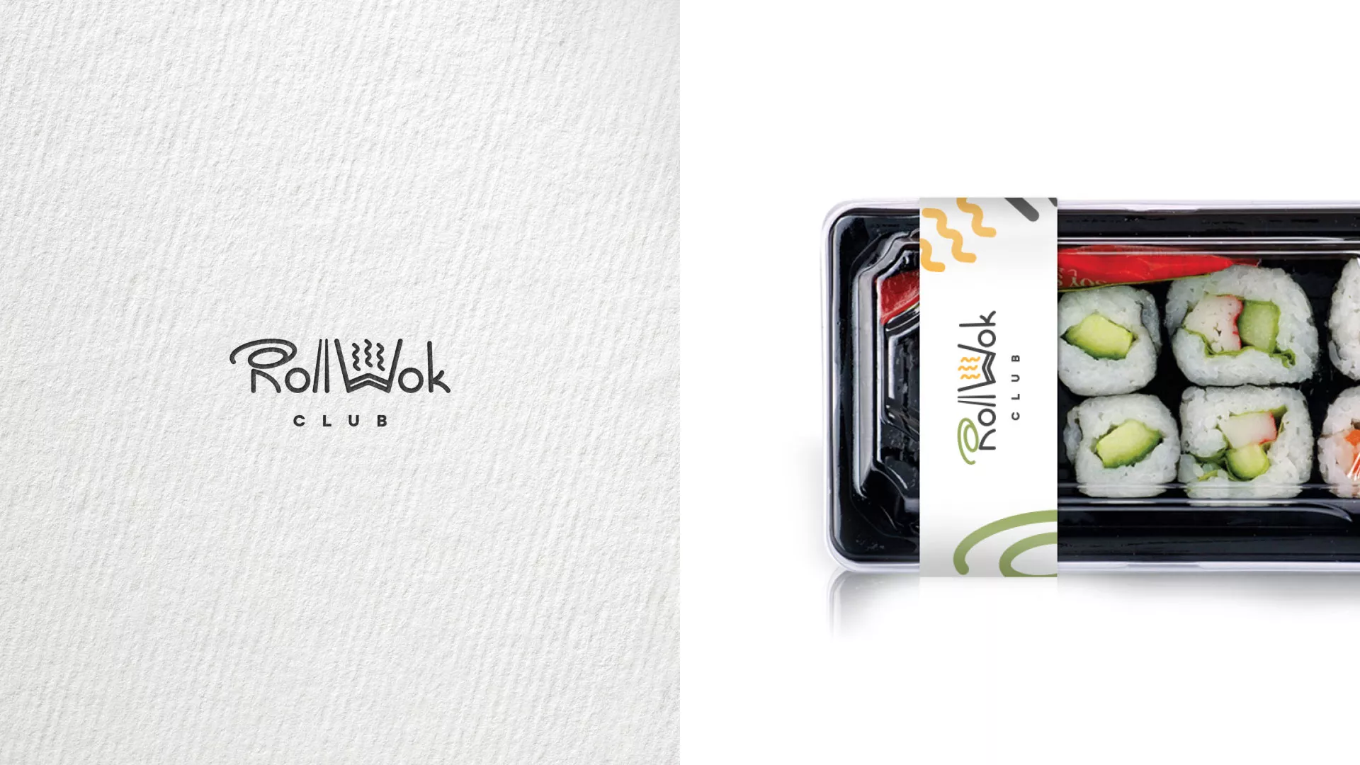 Создание дизайна упаковки суши-бара «Roll Wok Club» в Строителе