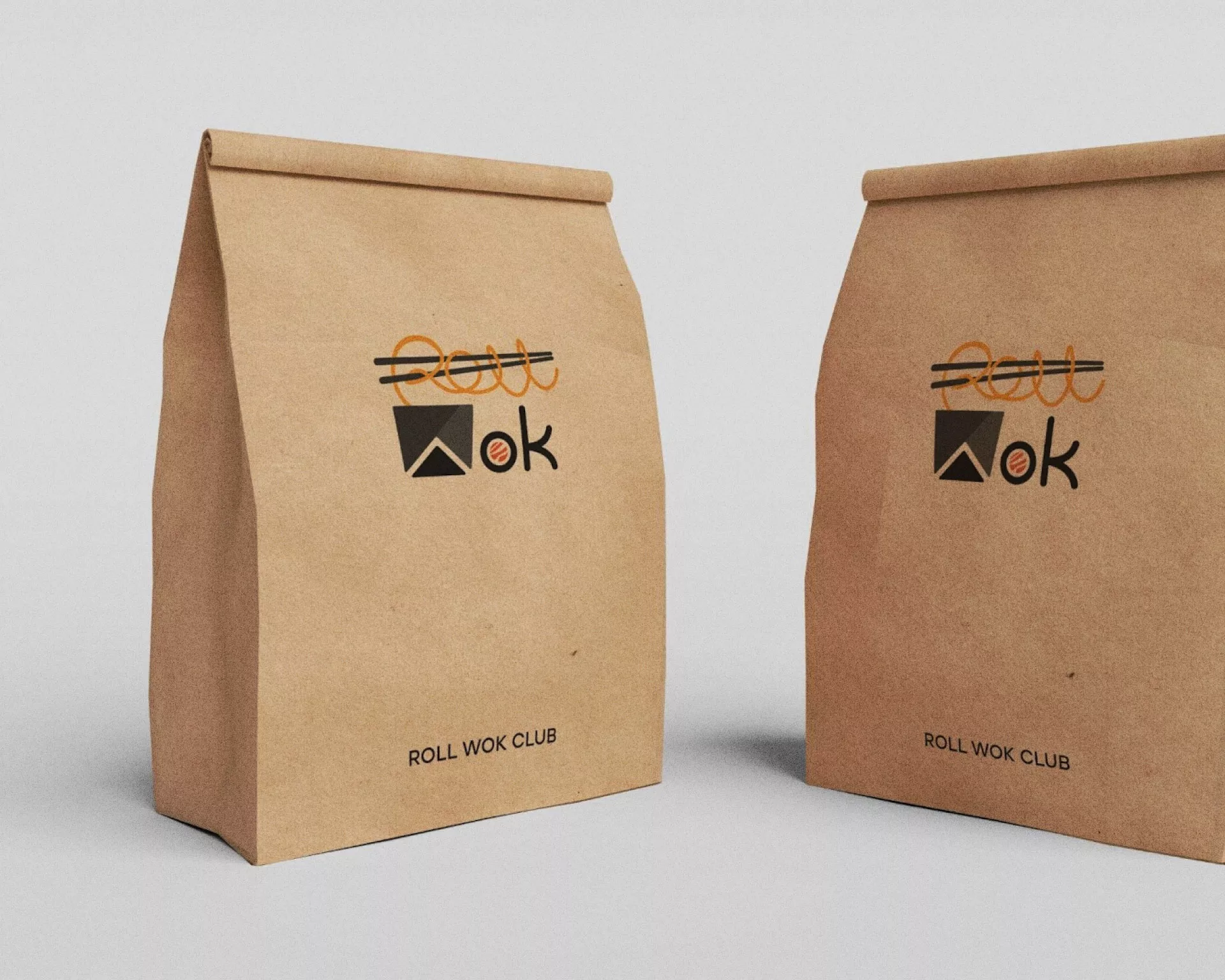 Создание дизайна упаковки суши-бара «Roll Wok Club» в Строителе